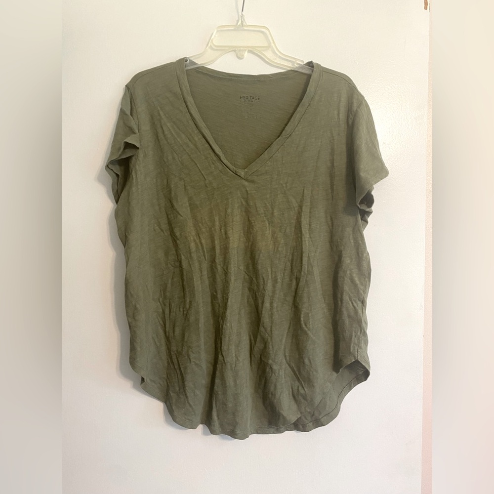 torrid Olive V-Neck Short Sleeve Tee